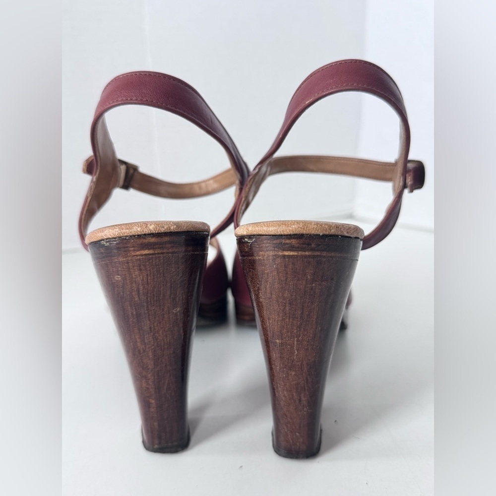 Vintage 70s California Magdesians Howe’s San Bernardino wooden Heel Sandals Shoe - Picture 6 of 12